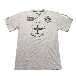 Red Canoe American Mustang T Shirt Mens Large Gray USA Made Boeing Heritage NWT